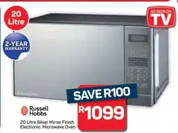 Pick n Pay Hypermarket Russell Hobbs 20 Litre Silver Mirror Finish Electronic Microwave Oven offer