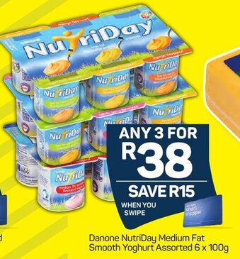 Pick n Pay Danone NutriDay Medium Fat Smooth Yoghurt Assorted 6x100g offer