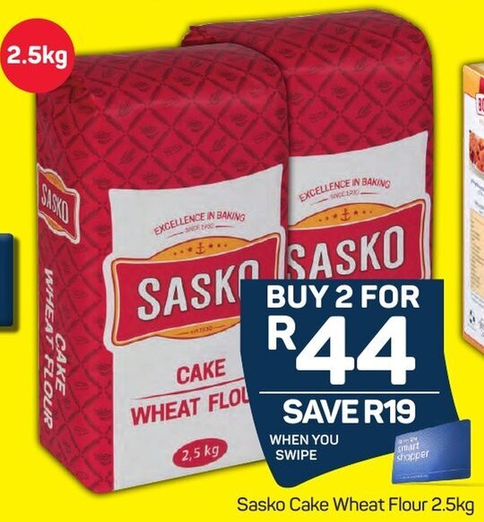 Sasko Cake Wheat Flour 2.5kg offer at Pick n Pay