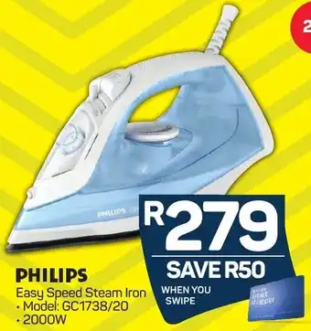 Pick n Pay Philips Easy Speed Steam Iron Model:GC1738/20 2000W offer