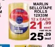 Marlin Sellotape Rolls 12x33m