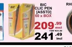 Arrow Cash And Carry BIC Clic Pen Asstd 60xBox offer