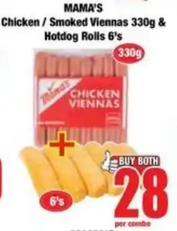 Boxer Superstores MAMA'S Chicken/ Smoked Viennas & Hotdog Rolls offer