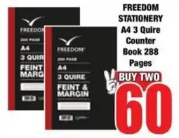 Boxer Superstores FREEDOM STATIONERY A4 3 Quire Counter Book 288 Pages offer