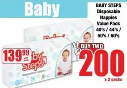 Boxer Superstores BABY STEPS Disposable Nappies Value Pack offer