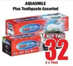 Boxer Superstores AQUASMILE Plus Toothpaste Assorted offer