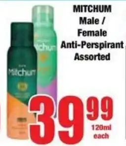 Boxer Superstores MITCHUM Male/ Female Anti-Perspirant Assorted offer