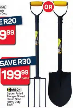 Pick n Pay Carbon Garden Fork 4 Prong or Shovel Round Nose Heavy Duty offer