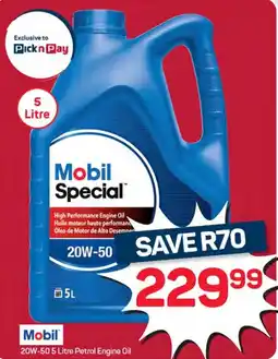 Pick n Pay Mobil 20W-50 Petrol Engine Oil offer