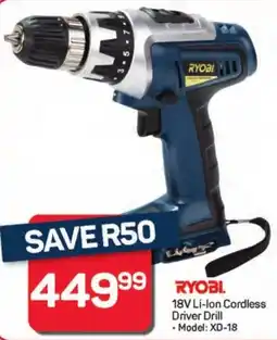 Pick n Pay Ryobi 18V Li-Ion Cordless Driver Drill offer