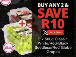 Checkers Class 1 White/ Red/ Black Seedless/ Red Globe Grapes offer
