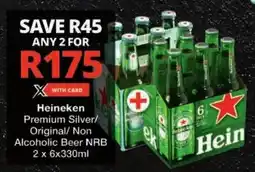 Checkers Heineken Premium Silver/ Original/ Non Alcoholic Beer NRB offer