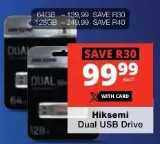 Checkers Hiksemi Dual USB Drive offer