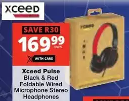 Checkers Xceed Pulse Black & Red Foldable Wired Microphone Stereo Headphones offer