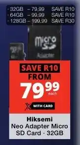 Checkers Hiksemi Neo Adapter Micro SD Card offer