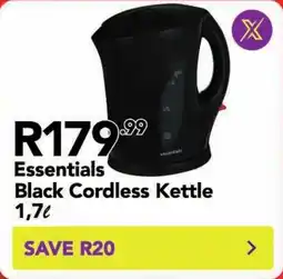 Shoprite Essentials Black Cordless Kettle offer