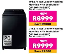 Game Samsung AI Top Loader Washing Machine with EcoBubble offer