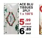 Ace Blu Tissues 2Ply 100's