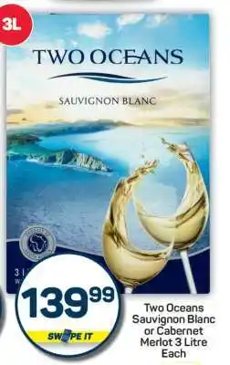 Pick n Pay Two Oceans Sauvignon Blanc or Cabernet Merlot 3 Litre offer
