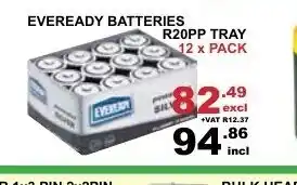 Arrow Cash And Carry Eveready Batteries R20PP Tray 12x Pack offer