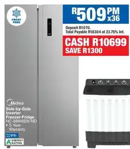OK Furniture Midea Side-by-Side Inverter Freezer-Fridge HC-689WEN-ND offer