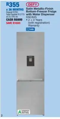 OK Furniture DEFY Satin Metallic-Finish Bottom-Freezer Fridge with Water Dispenser DAC645 offer