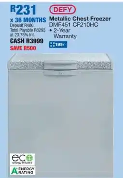 OK Furniture Defy Metallic Chest Freezer DMF451 CF210HC offer