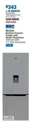 OK Furniture Metallic Bottom-Freezer Fridge with Water Dispenser offer