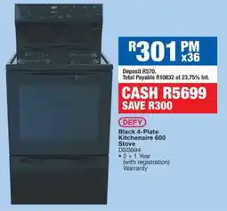 OK Furniture Defy Black 4-Plate Kitchenaire 600 Stove offer