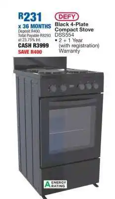 OK Furniture Defy Black 4-Plate Compact Stove DSS554 offer