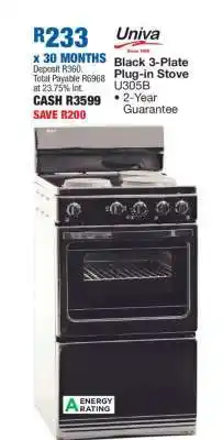 OK Furniture Univa Black 3-Plate Plug-in Stove U305B offer