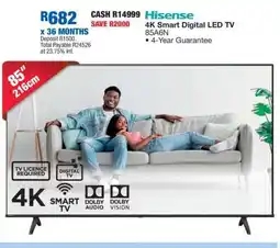 OK Furniture Hisense 4K Smart Digital LED TV 85A6N offer