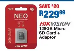 OK Furniture HIKVISION 128GB Micro SD Card + Adaptor offer