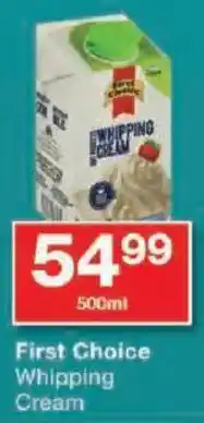 Checkers First Choice Whipping Cream offer