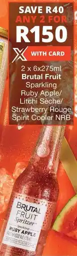 Checkers Brutal Fruit Sparkling Ruby Apple/ Litchi Sèche/ Strawberry Rouge Spirit Cooler NRB offer