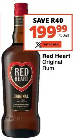 Checkers Red Heart Original Rum offer