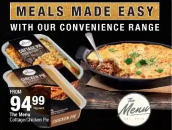 Checkers The Menu Cottage/Chicken Pie offer
