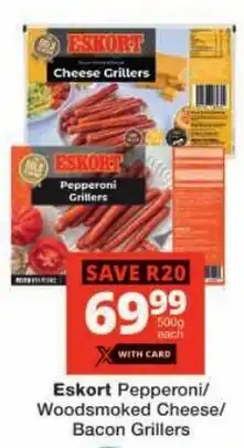 Checkers Eskort Pepperoni/ Woodsmoked Cheese/ Bacon Grillers offer