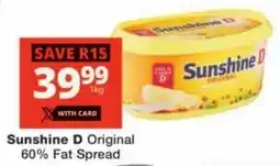 Checkers Sunshine D Original 60% Fat Spread offer
