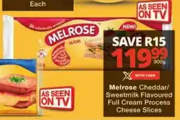 Checkers Melrose Cheddar/ Sweetmilk Flavoured Full Cream Process Cheese Slices offer