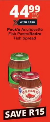 Checkers Peck's Anchovette Fish Paste/ Redro Fish Spread offer