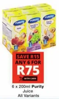 Checkers Purity Juice All Variants offer