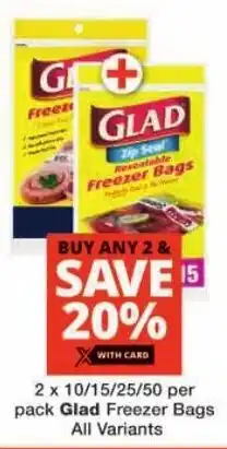 Checkers Glad Freezer Bags All Variants offer