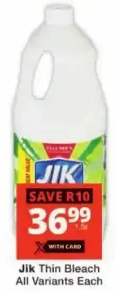 Checkers Jik Thin Bleach All Variants offer