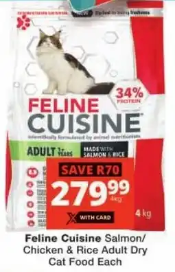 Checkers Feline Cuisine Salmon/ Chicken & Rice Adult Dry Cat Food offer