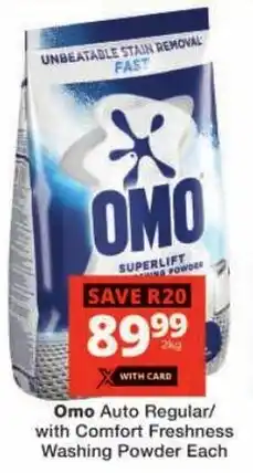 Checkers Omo Auto Regular/ with Comfort Freshness Washing Powder offer
