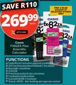 Checkers Casio FX82ZA Plus Scientific Calculator offer