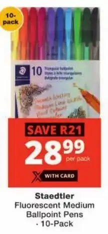 Checkers Staedtler Fluorescent Medium Ballpoint Pens offer