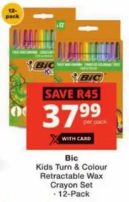 Checkers Bic Kids Turn & Colour Retractable Wax Crayon Set offer