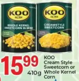 Elite Power Trade Cash & Carry KOO Cream Style Sweetcorn or Whole Kernel Corn offer